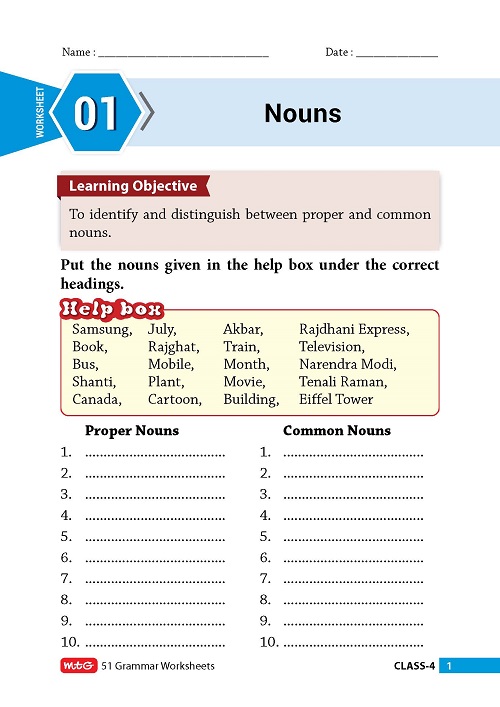 Class 4-MTG 51 English Grammar Worksheets - MTG Learning Media